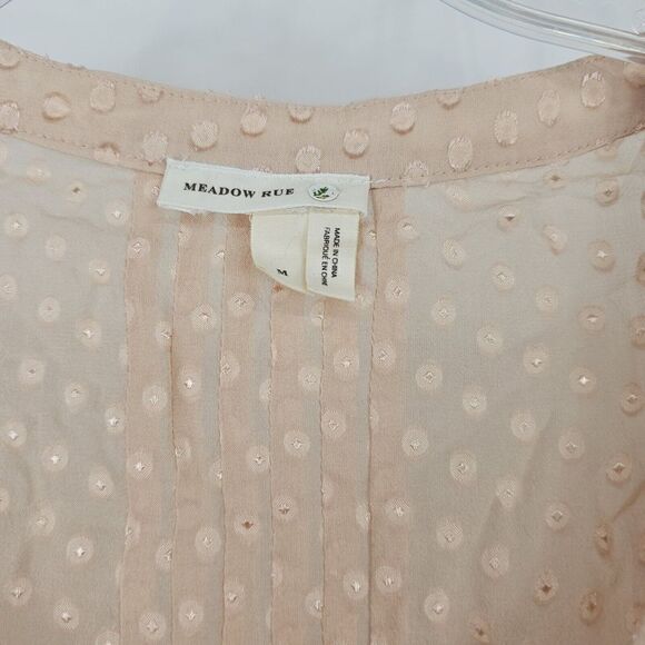 Meadow Rue Anthropologie Adoria Swiss Dot Lattice Detail Silk Blend Top Size Med - Picture 4 of 6